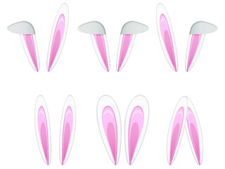 Set  with Bunny Ears. Vector isolated Illustration on white background