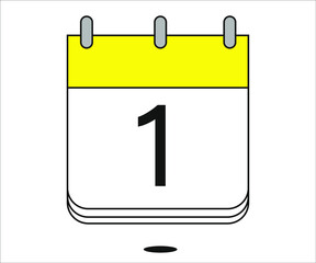 day 1 yellow calendar icon with white background