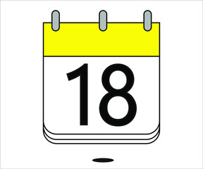 day 18 yellow calendar icon with white background