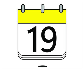 day 19 yellow calendar icon with white background