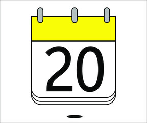 day 20 yellow calendar icon with white background