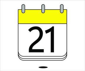 day 21 yellow calendar icon with white background