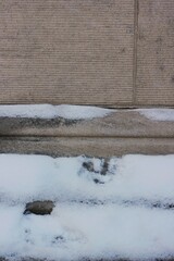 Interesting building detail with limestone and snow.
