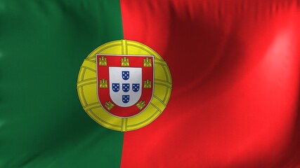 National flag of Portugal. Portuguese flag waving against background.