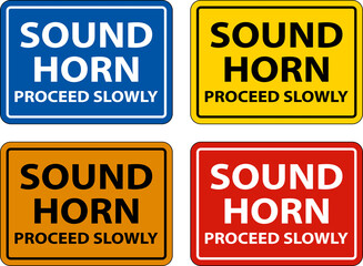 Sound Horn Proceed Slowly Sign On White Background
