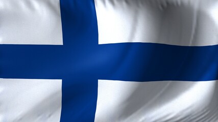 Fototapeta premium National flag of Finland. Finnish flag waving against background.