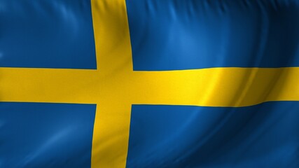 National flag of Sweden. Swedish flag waving against background.