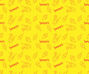 Abstract. Ice cream pattern seamless summer background. Vector.