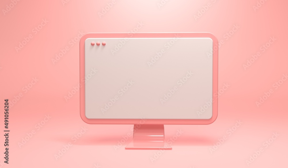 Poster desktop computer with blank screen - minimal modern 3d render