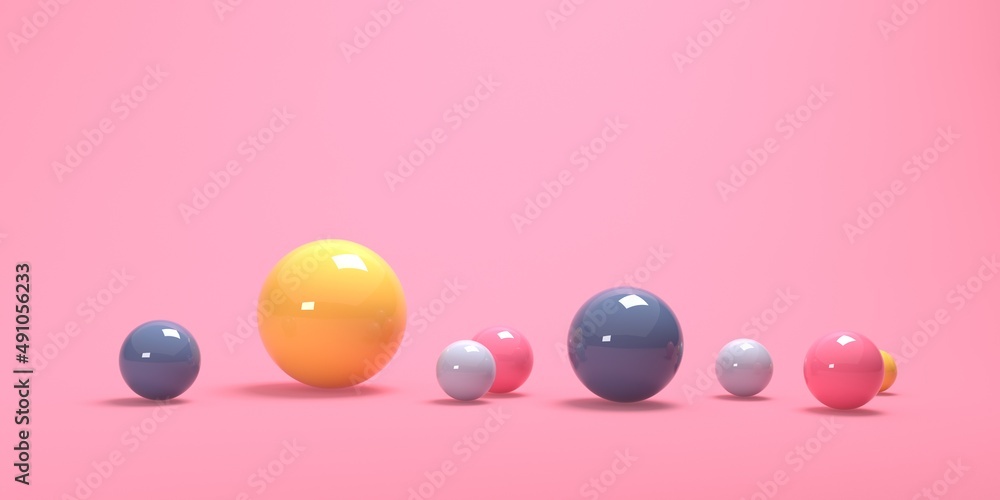Fototapete spheres of many sizes - abstract 3d render design