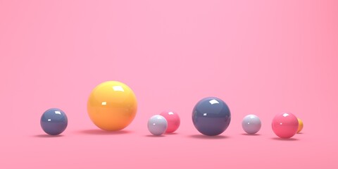 Spheres of many sizes - abstract 3D render design