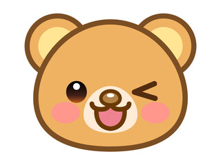 ウインクするクマの顔アイコン＿ベクター