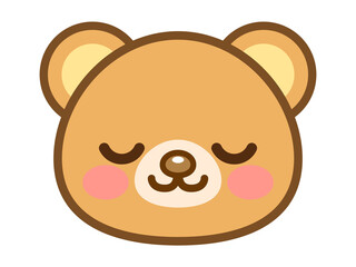 目を閉じたクマの顔アイコン＿ベクター