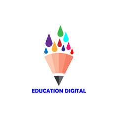 Modern digital education logo concept, vector illustration