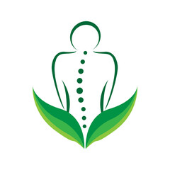 Health fitness concept logo, massage therapy, vector illustration