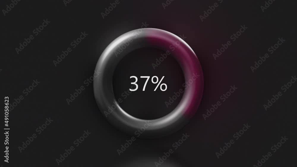 Aufkleber color loading circle on black screen. motion. progress of loading from 0 to 100 percent in a pulsati