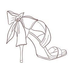 Vector hand drawn sketch of woman's fashionable shoe, fashion line-art illustration