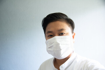 Asian people in white mask