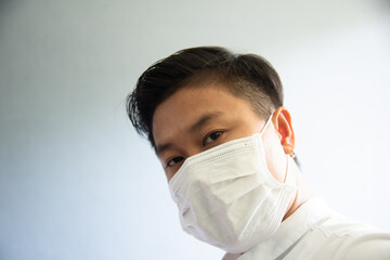Asian people in white mask
