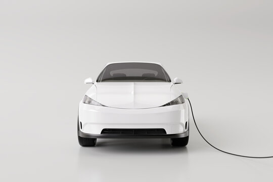 E-mobility, Electric Car Charging Battery On White Background. 3d Rendering