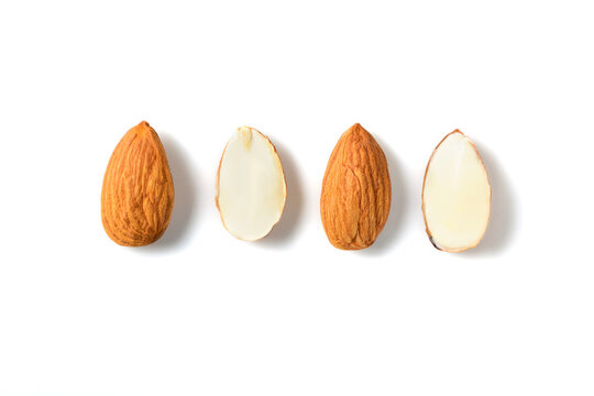 Almonds nut isolated on white background. They are highly nutritious and rich in healthy fats