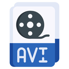 AVI flat icon,linear,outline,graphic,illustration