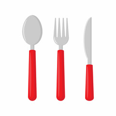 spoon with fork and knife in white background vector illustration design