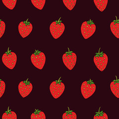 Seamless vector pattern of strawberries. Decoration print for wrapping, wallpaper, fabric, textile.