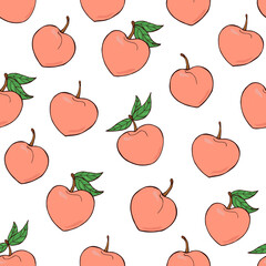 Seamless vector pattern of peaches. Decoration print for wrapping, wallpaper, fabric, textile.