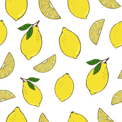Seamless vector pattern of lemons. Decoration print for wrapping, wallpaper, fabric, textile.