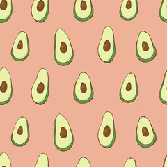 Seamless vector pattern of avocado. Decoration print for wrapping, wallpaper, fabric, textile.