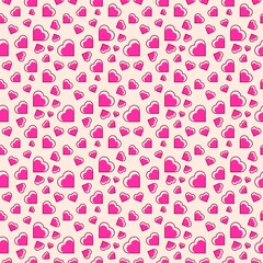 Heart shape vector seamless pattern doodle black and white abstract background illustration for digital and print materials.