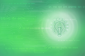 2d illustration bulb future technology, innovation background, creative idea concept 


