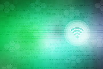 2d illustration Futuristic blue wireless connection abstract technology background. Artificial intelligence digital transformation and big data concept. Business quantum internet network
