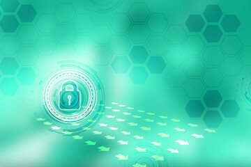 2d illustration Safety concept: Closed Padlock on digital background

