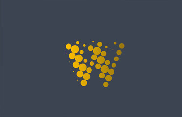 yellow dotted W alphabet letter logo icon design. Creative template for company and business with dots