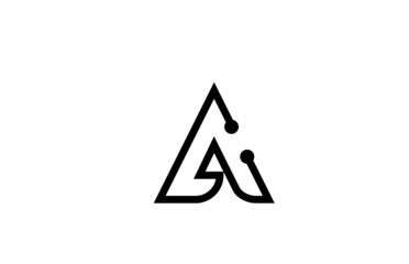 A line black and white alphabet letter logo icon design with dot. Creative template for business and company