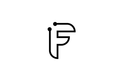 F line black and white alphabet letter logo icon design with dot. Creative template for business and company