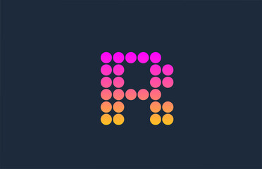 R pink yellow dotted alphabet letter logo icon design. Creative template for business and company