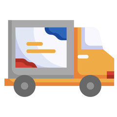 Fototapeta premium TRUCK flat icon,linear,outline,graphic,illustration