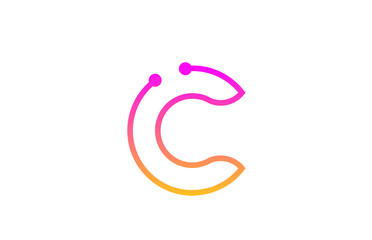 C pink alphabet letter icon logo design with dot. Creative template for company and business with line