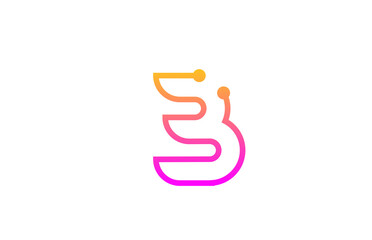 B pink alphabet letter icon logo design with dot. Creative template for company and business with line