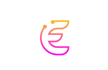 E pink alphabet letter icon logo design with dot. Creative template for company and business with line