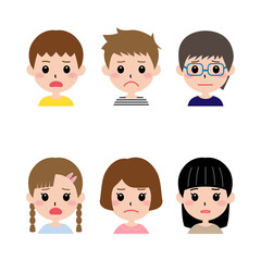 笑顔の子どもたち男女・上半身／ベクター