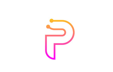 P pink alphabet letter icon logo design with dot. Creative template for company and business with line