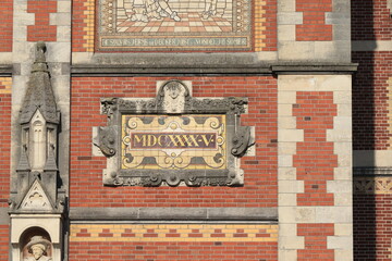 Amsterdam Rijksmuseum Exterior Close Up with Sculpted Details, Netherlands