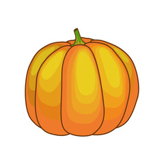 Orange pumpkin isolated on white background. Halloween and thanksgiving day symbol. Vector illustration.
