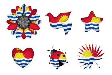 Peace symbols in colors of national flag. Concept clip art on white background. Kiribati
