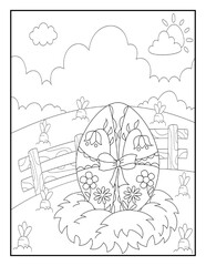 Easter Coloring Book Pages for Kids, Children Easter Coloring Pages For Kids, Bunny Coloring Pages For Kids, Easter Egg