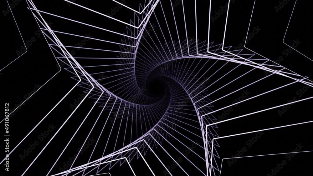 Poster hypnotic 3d spiral in shape of star. design. 3d mock-up lines move in spiral on black background. sp